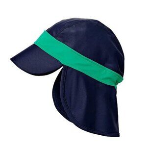 Hanna Andersson swim surf sun hat navy blue sz L  6-8 years neck protection